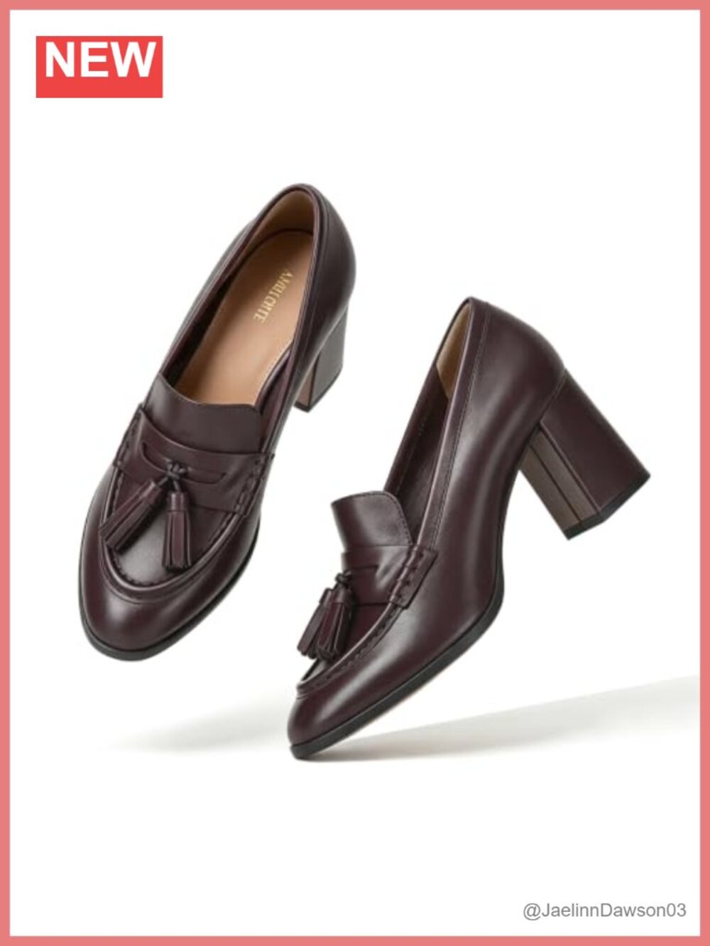 Vintage Tassel Loafers Chunky Heel Women's Oxford Shoes Faux Leather Slip On